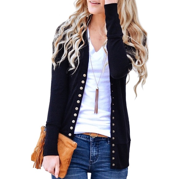 Long Sleeve Cardigan Sweater Button Down Knit - Picture 2 of 6